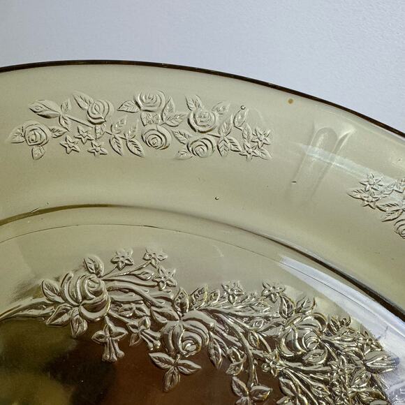 Depression Era Federal Glass Yellow Sharon Rose Serving plate Platter - Picture 6 of 7